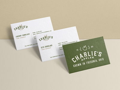 Charlie's Apples - Business Cards apple orchard apples badge branding business card farm farmer graphic grown identity logo orchard