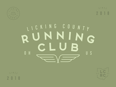 Running Club branding club green identity licking county logo ohio run run logo runner running vector wings