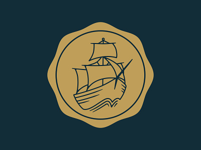 Ship Seal blue boat branding gold graphic icon identity illustration logo navy sail seal ship stamp vector wax seal