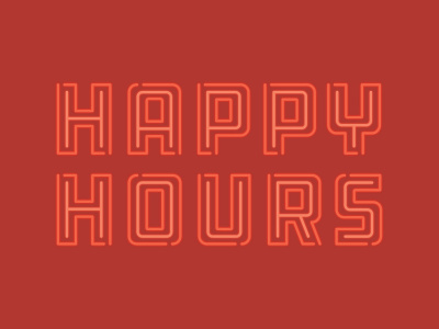 Happy Hours branding ddc event logo happy hour happy hours hardware identity logo logotype neon neon sign red typography vector