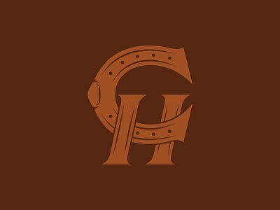 Monogram branding brown carriage equestrian horse horseshoe identity leather logo logotype mark monogram vector venue