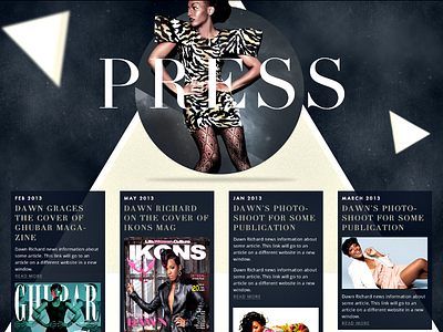 Press columns didot header magazine press shapes triangle typography web design