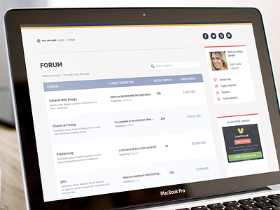 Forum breadcrumb categories chart dashboard forum screenshot table user profile web design