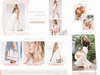 Feminine Shopify Store Design banner design collage email design feminine landing page shopify design shopify store webdesign website designer wedding