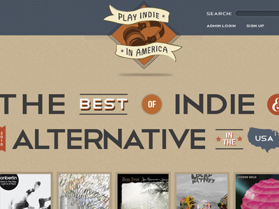 Play Indie in America Pt. 2 logo noise orange texture typography web design website