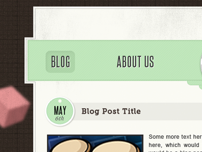 Work in Progress.. blog header blog title brown date green grid header navigation texture web designer website