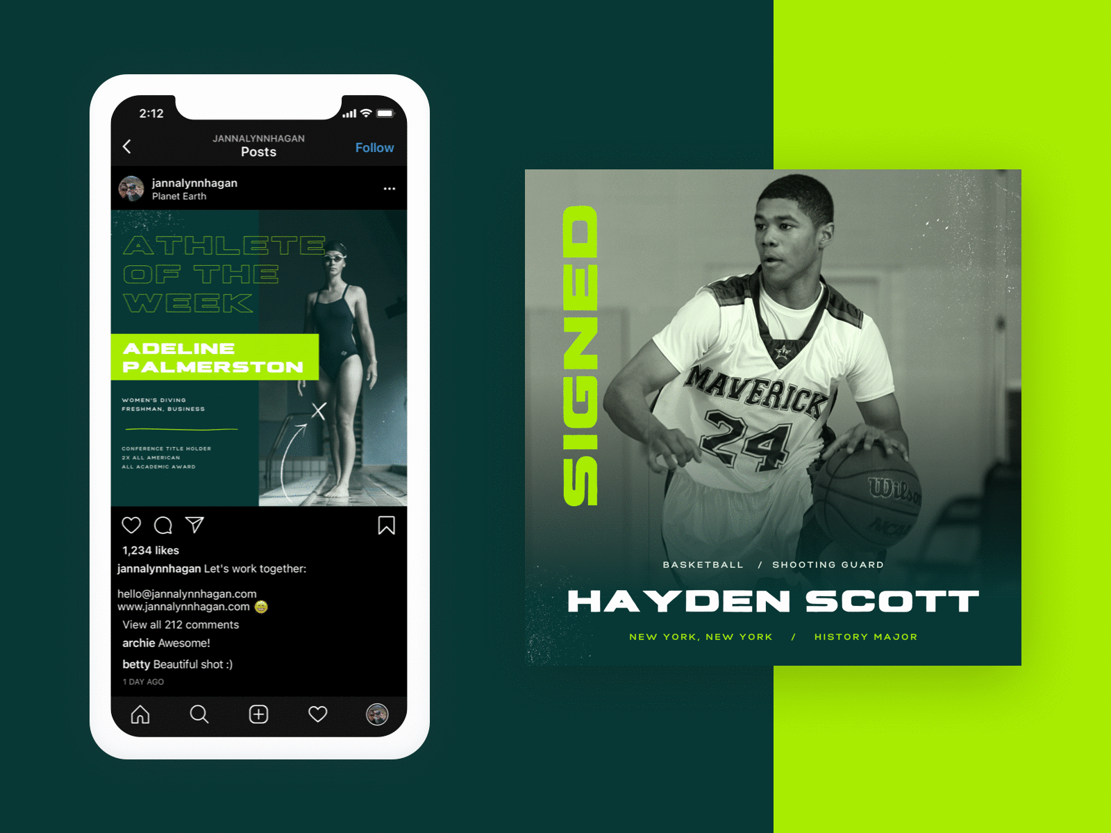 Vibrant Green Sports Instagram Pack ad ad design advertisment basketball bright football google ads instagram instagram design instagram pack neon social media sport sports web design