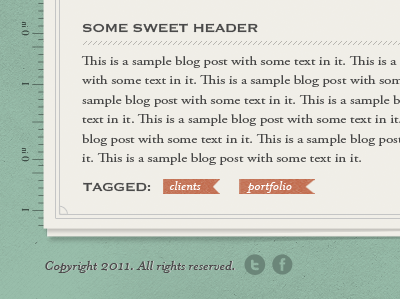 Blog Footer blog blog footer footer paper ribbon ruler social icons texture