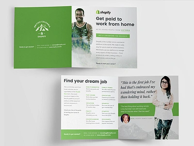 Shopify Direct Mailer Careers bi fold brochure careers direct mail green jobs mail mailer pamphlet print shopify typography