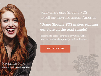 Footer — Shopify POS button footer market orange pos quote shopify shopify pos testimonial texture typography web