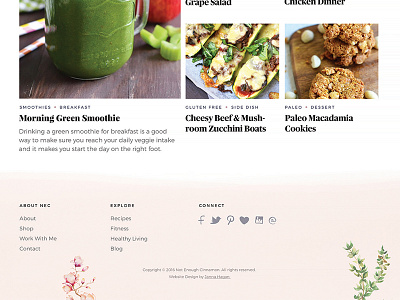 Footer – Food Blog feminine food food blog footer layout pastel pink recipes soft typography watercolour website