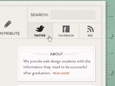 Header Navigation for @StudentWebGuide about badge facebook header rss ruler texture twitter