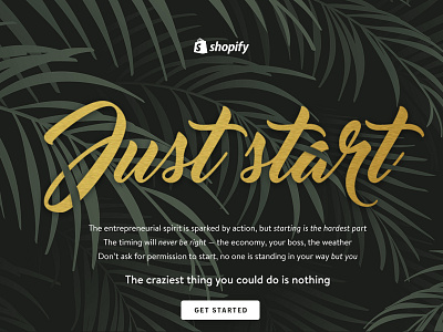 Just Start – Concept business gold landing page plant shopify start typography web