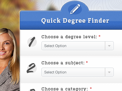 Quick Degree Finder adelle college degree drop down education icon kulturista list numbers school university