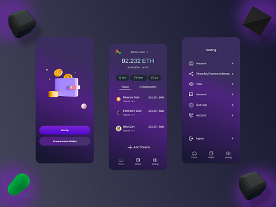 Crypto Wallet App UI app design typography ui ux