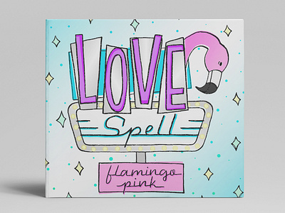 Album Art Design - Love Spell album album art branding cover cover art cover design design ep flamigo flamingo pink hand lettering illustration lettering pink vector