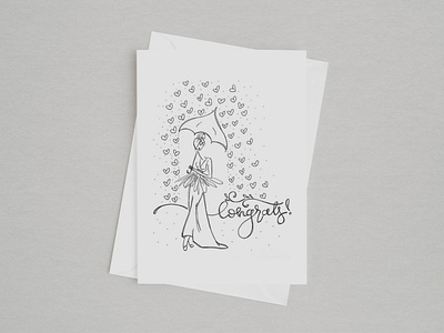 Card Design – 'Shower' bridal bride card congrats congratulations design greeting card hand lettering illustration lettering shower stationary stationery
