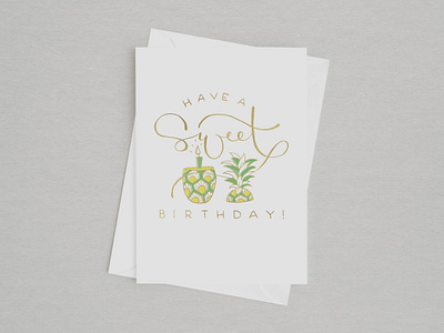 Card Design – 'Sweet Birthday' birthday card design greeting card hand lettering illustration lettering pineapple stationary stationery