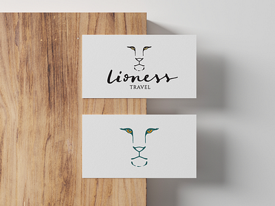 Logo + Brand & Collateral Design – Lioness Travel branding business card card design hand lettering illustration lettering lion lioness logo logo design travel company