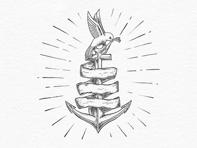 Book Cover Design – 'Faith In The Middle' anchor banner book book cover book design branding cover design dove illustration ribbon swallow