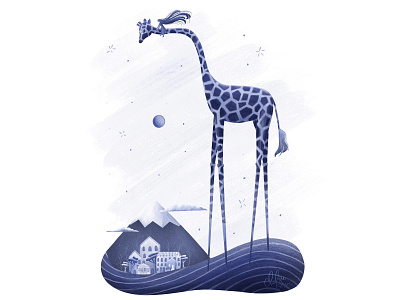 DreamWorld Series: Giraffe adventure children book illustration children illustration design dream dreamy giraffe girl illustration mountain storyteller tall