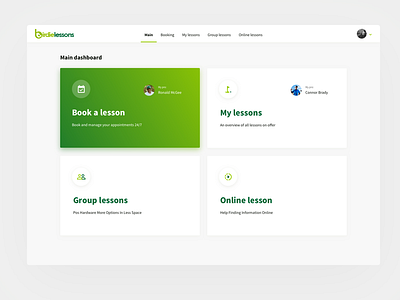 Birdielessons app dashboard design interface management ui user ux web