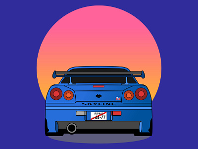 Nissan SKYLINE R34 GTR illustration vector