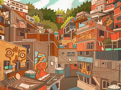 Favela art brazil favela illustration poster