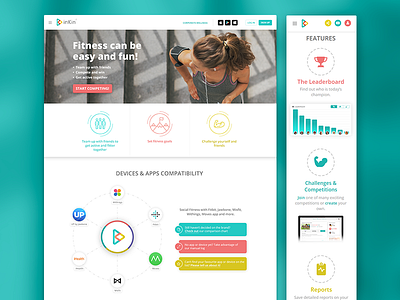 inKin Landing Page clean fitness landing page material design minimalistic product page social fitness sport startup product ux ui wearables webdesign