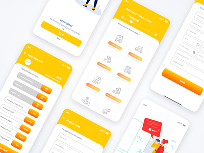 Loan App bank banking cash filters finance graphic design illustration insurance loan loan form loans loanscreens motion graphics offers search ui uiscreens ux vector yellowui