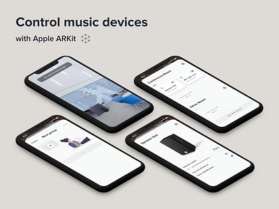 App for control music devices apple arkit augmentedreality card clean design digital flat homekit illustraion ios iphonex mobile simple ui uidesign userinterface ux uxdesign virtualreality