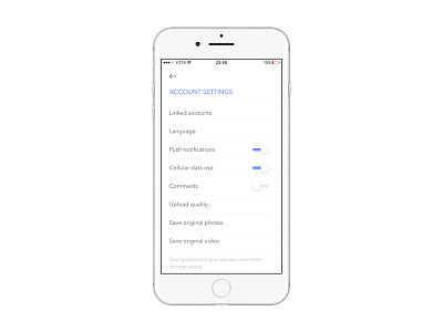 Daily UI-Day #007-Settings 100daychallenge app dailyui ios photo profile settings toggle uidesign userinterface uxdesign webdesign