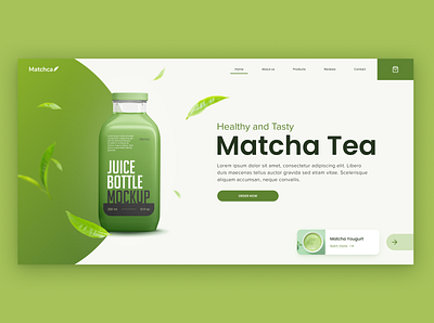 MatchaTea bottle design drink food food and drink green healthy healthyfood juice leaves matcha minimal minimalist shop tea ui web