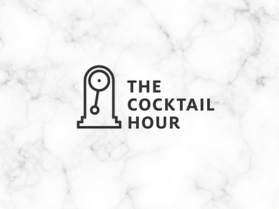 The Cocktail Hour logo brand clock cocktail drink icon identity logo marble mixology olive simple