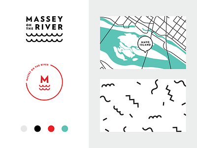 Massey on the River Identity benefit identity logo map mark palette pattern river seal water