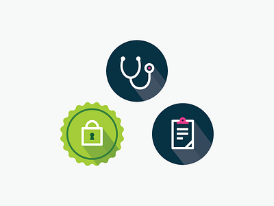 Digital Health Icons badge clipboard data health icons lock security stethoscope