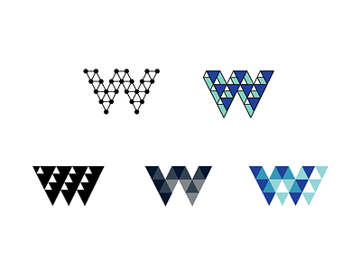 W Scraps blue grid letter logo mark monogram network tessellation tile triangles w