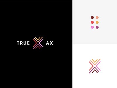True Ax Identity finance fintech identity logo monogram retro sunset tech warm wordmark