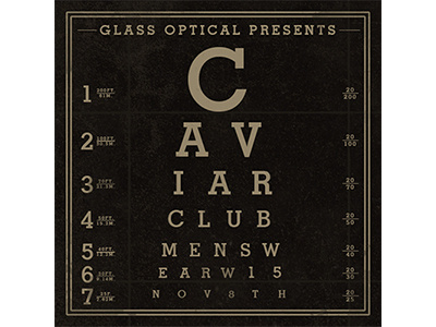 Flyer for Caviar Club Menswear Event