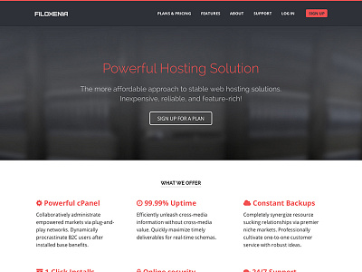 Filoxenia hosting red responsive server template themeforest web hosting website