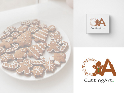 Cuttingart logo design baking branding brown design ginger gingerbread illustration kitchen logo vector