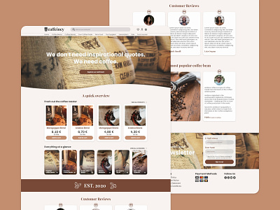 caffeiney adobe xd coffee ecommerce landing page online shop store ui ui design webdesign