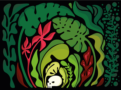Skull black dark death doodle horror illustration inktober jungle secret skull