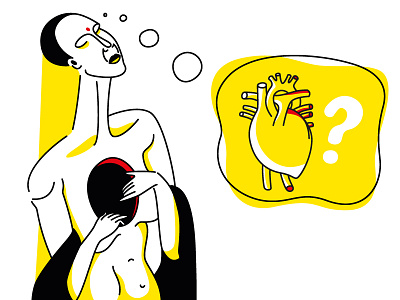Question mark bindi bubble heart illustration naked question mark woman