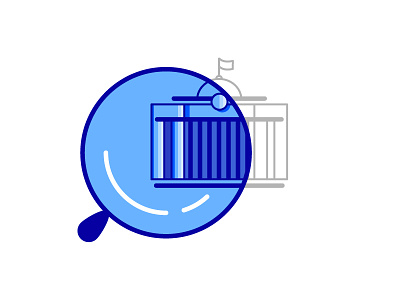 Logo for website RADA blue building logo magnifier parliament ukraine