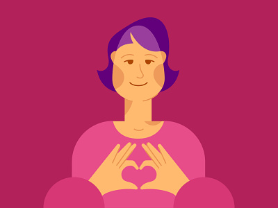 Heart portrait character color face icon illustration people vector women