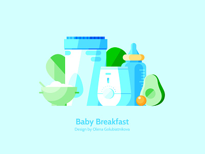 Baby Breakfast avocado color food icon illustration