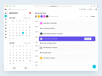 Clinical Dashboard - Manage Appointments appointments clinical dashboard doctor app health app hospital management manage patients medical dashboard medical history patients schedules