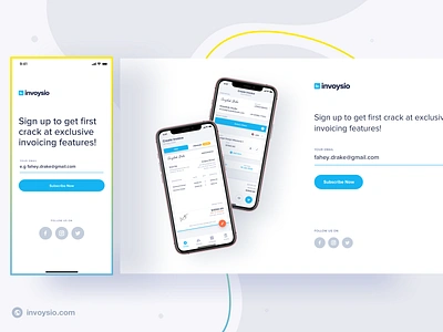 Invoysio - Prelaunch Site emailer invoicing invoysio mobile app signup subscribe