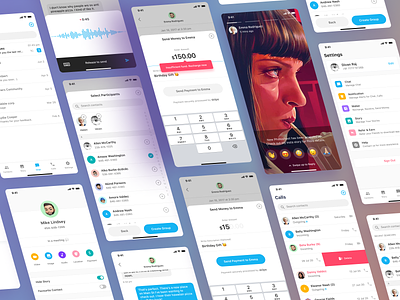 Chat app UI Kit audio chat app message messaging app messenger notification payment settings status stories video video call whatsapp